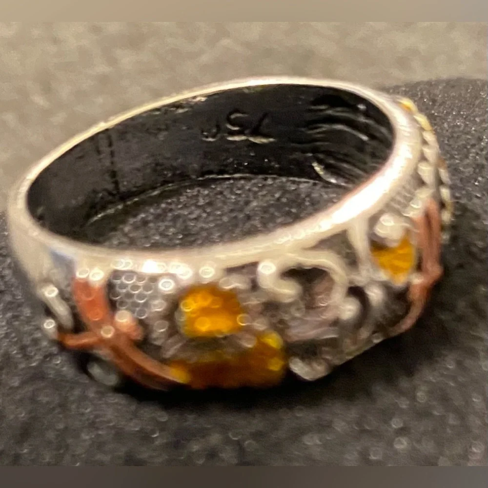 Vintage Retro Carved Colorful Ring-Size 7